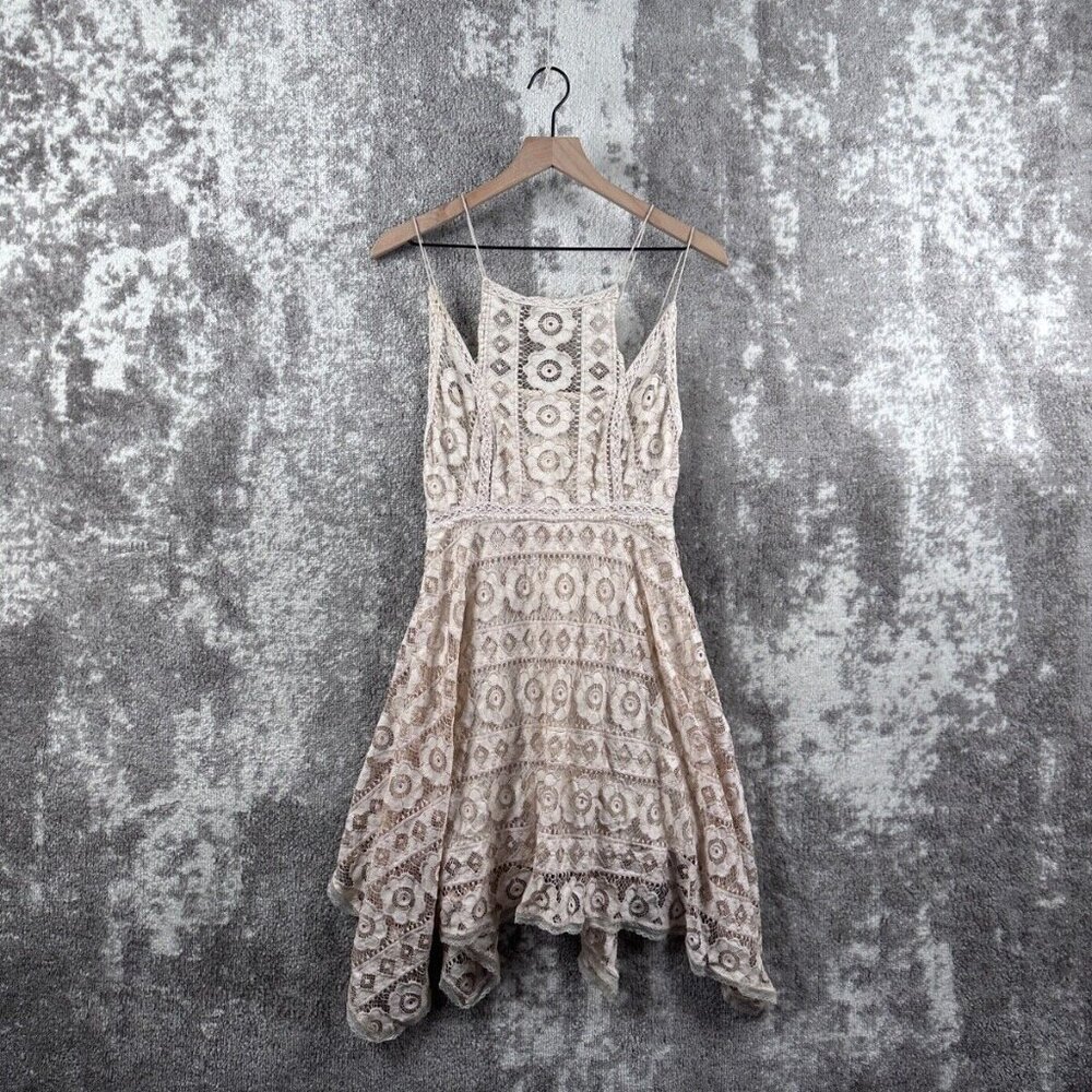 Free People Cream Lace Fit-and-Flare Dress
